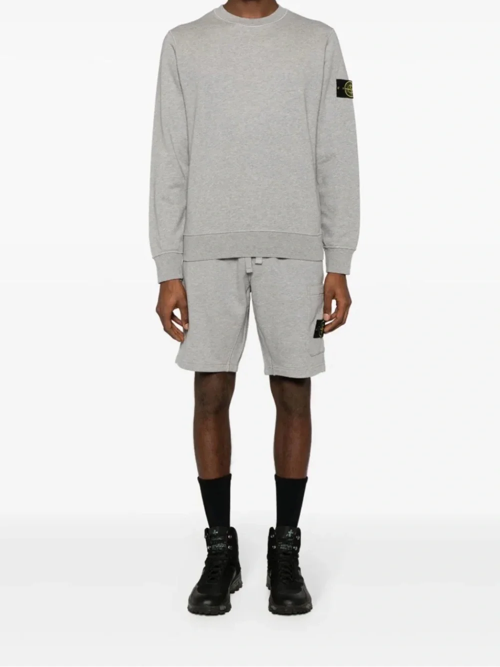 Stone Island Compass-badge Cotton Sweatshirt Grey Crewneck - Picture 1 of 9